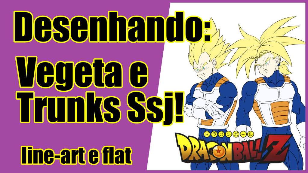 DESENHANDO Vegeta e Trunks contra Cell lineart e cores flat 